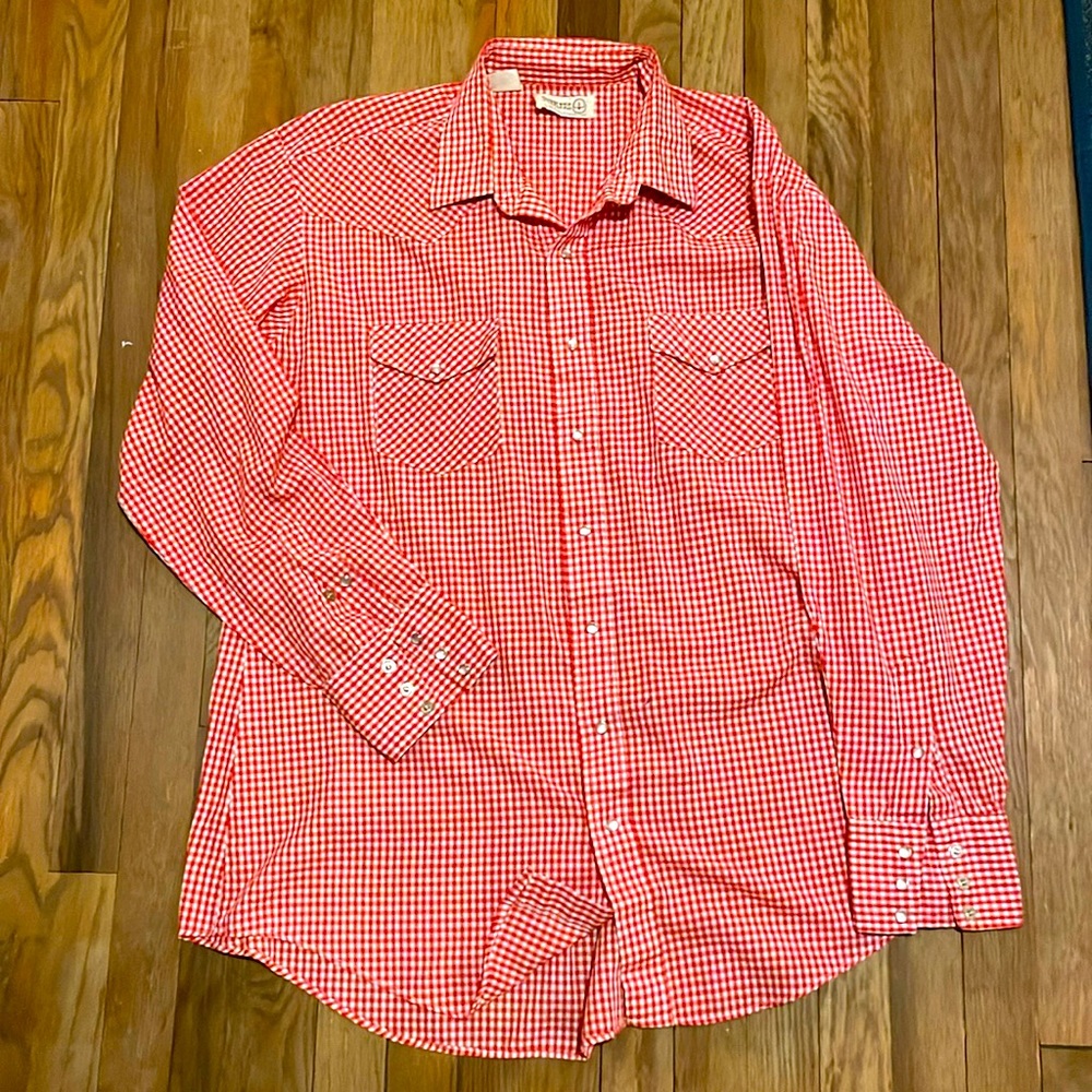 Sheplers Vintage Snap Shirt Gingham size 1XT 17-17 1/2 neck